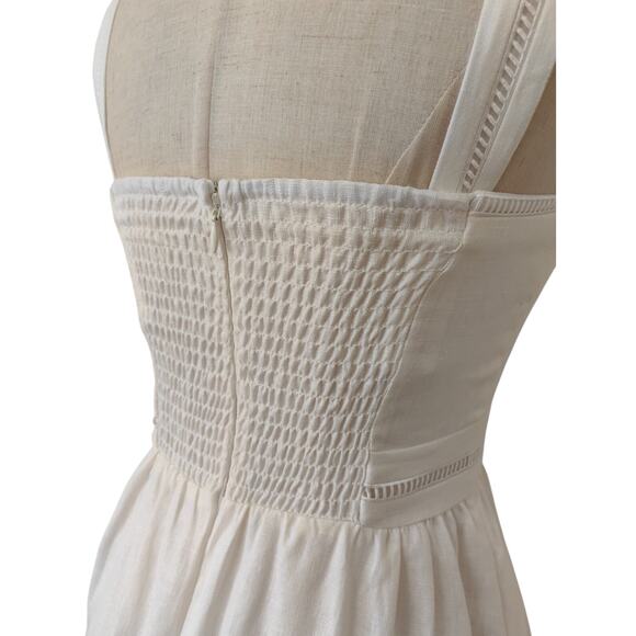 Reformation Everett Square-Neck Linen Midi Dress White US 6 - Picture 9 of 11
